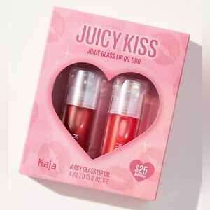 Kaja Beauty Juicy Kiss Juicy Glass Lip Oil Duo
 - Red and Pink